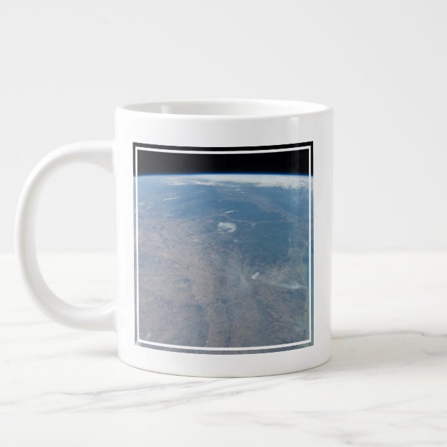 Panoramic Texas And The Gulf Of Mexico Large Coffee Mug (Left)
