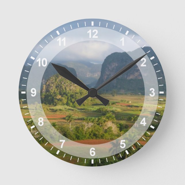 Panoramic valley landscape, Cuba Round Clock (Front)