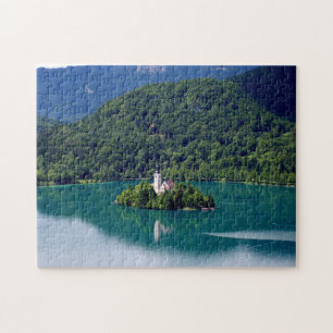 Panoramic view of Bled Lake with Pilgrimage Church Jigsaw Puzzle