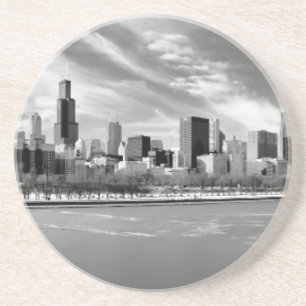 Panoramic view of Chicago skyline in winter Coaster