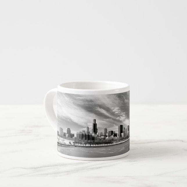 Panoramic view of Chicago skyline in winter Espresso Cup (Front Left)