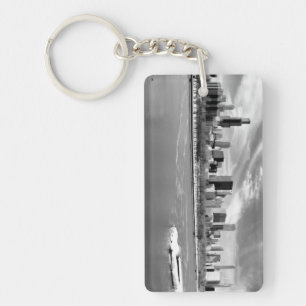 Panoramic view of Chicago skyline in winter Key Ring