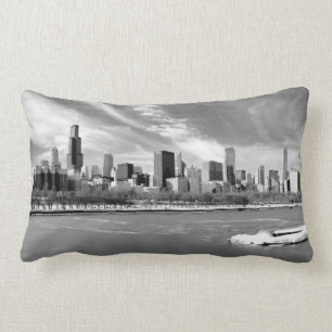 Panoramic view of Chicago skyline in winter Lumbar Cushion