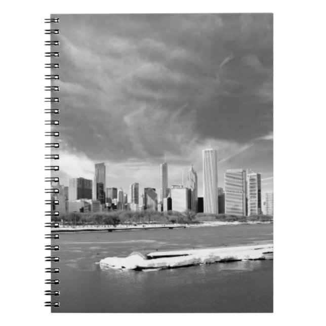 Panoramic view of Chicago skyline in winter Notebook (Front)