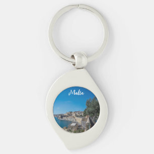 Panoramic view of city wall and harbor in Valletta Key Ring