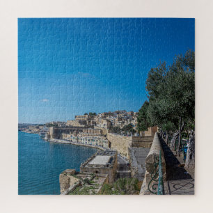 Panoramic view of city wall and harbour in Vallett Jigsaw Puzzle