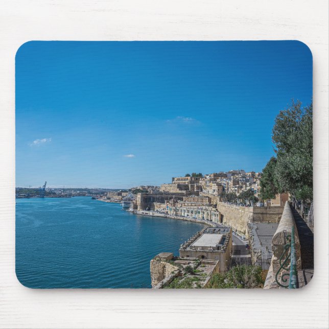 Panoramic view of city wall and harbour in Vallett Mouse Pad (Front)