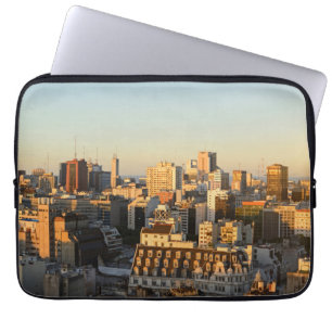 Panoramic View Of Cityscape At Dusk Laptop Sleeve