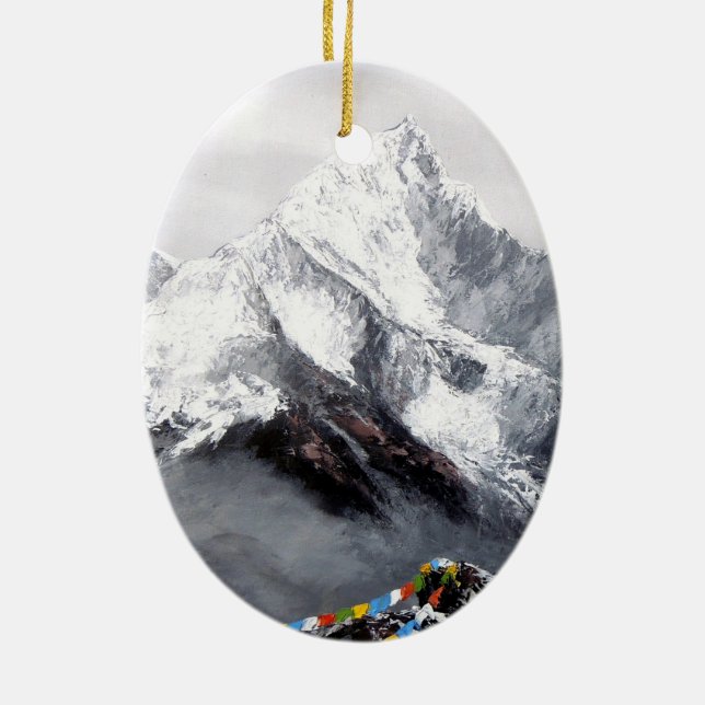 Panoramic View Of Everest Mountain Ceramic Tree Decoration (Back)