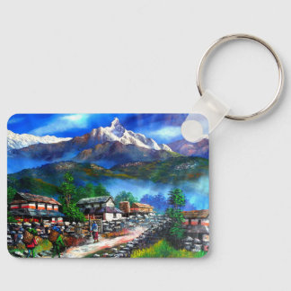 Panoramic View Of Everest Mountain Nepal Key Ring