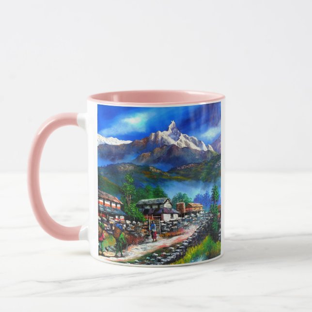 Panoramic View Of Everest Mountain Nepal Mug (Left)