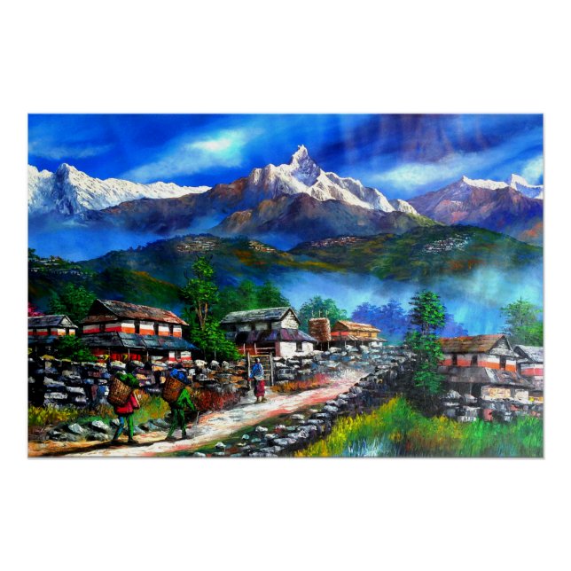 Panoramic View Of Everest Mountain Nepal Poster (Front)