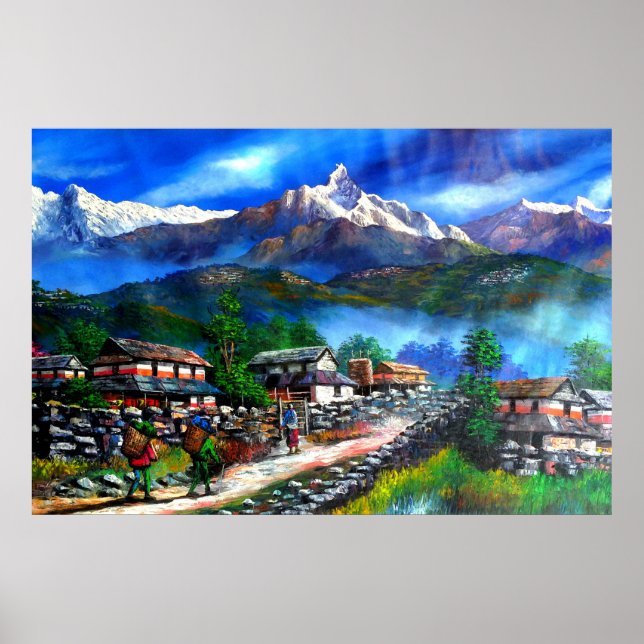 Panoramic View Of Everest Mountain Nepal Poster (Front)
