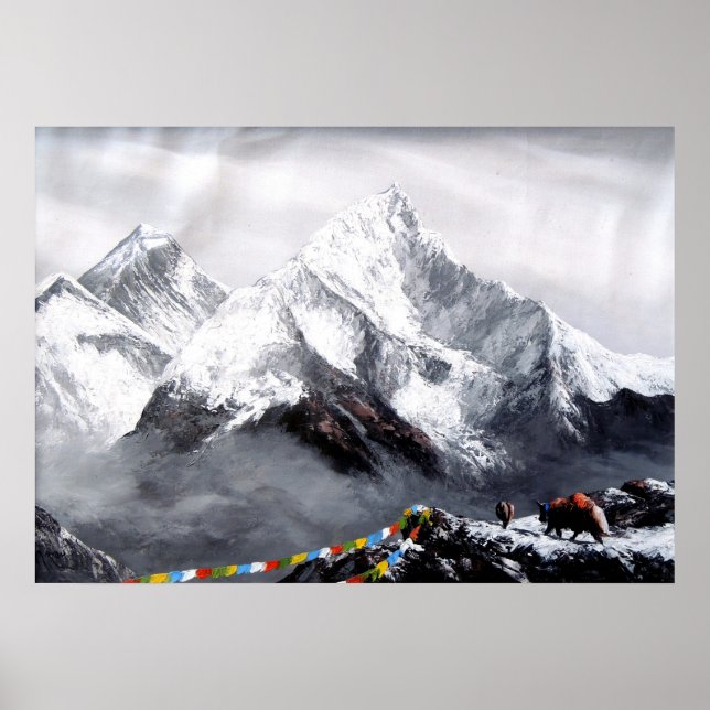 Panoramic View Of Everest Mountain Poster (Front)
