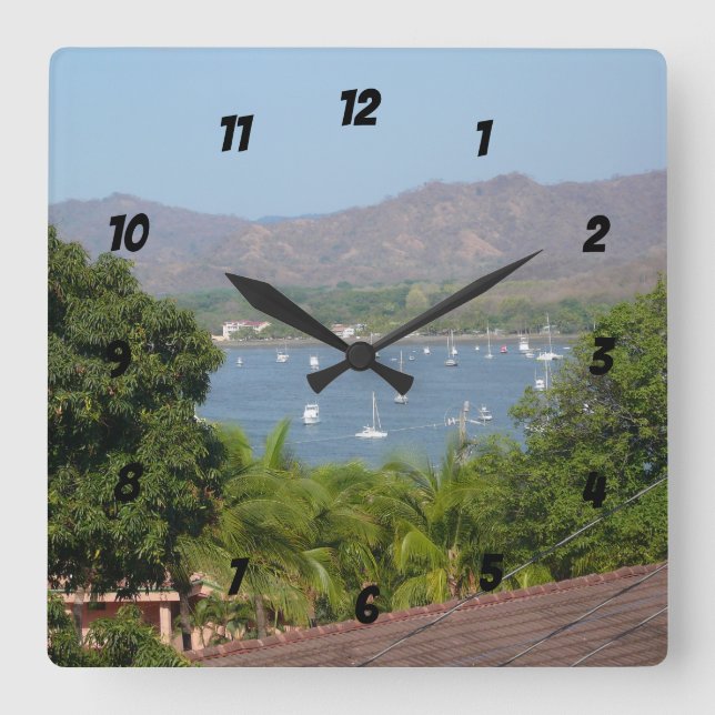 Panoramic View of Flamingo Beach, Costa Rica Square Wall Clock (Front)