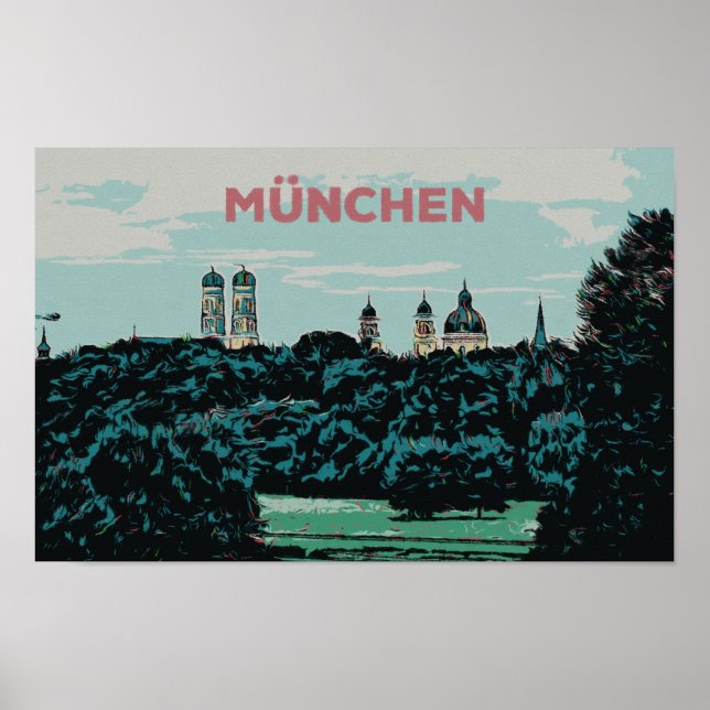 Panoramic View of Munich from the Countryside Poster (Front)
