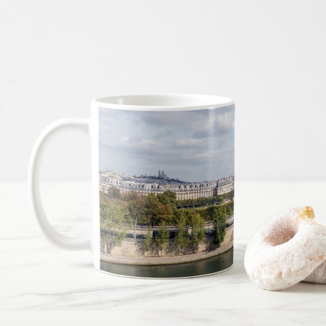 Panoramic view of Paris from Musee d'Orsay rooftop Coffee Mug (With Donut)