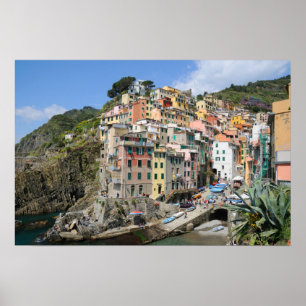 Panoramic view of Riomaggiore village area, Italy Poster