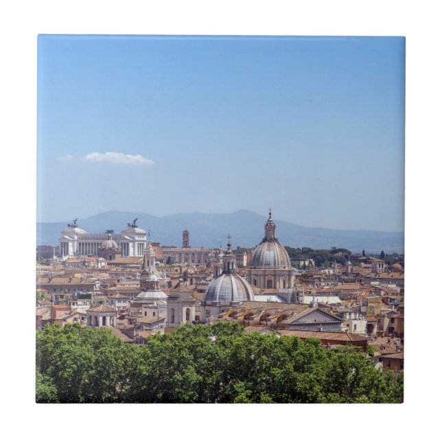 Panoramic view of Rome from Castel Sant'Angelo Ceramic Tile (Front)
