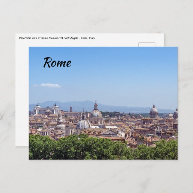 Panoramic view of Rome from Castel Sant'Angelo Postcard (Front/Back)
