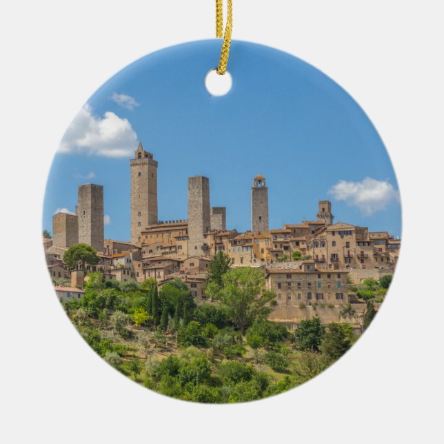 Panoramic view of San Gimignano Tuscany Italy Ceramic Ornament (Front)
