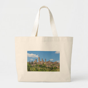Panoramic view of San Gimignano Tuscany Italy Large Tote Bag