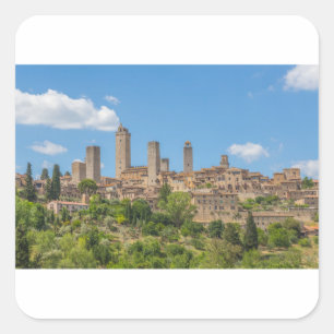 Panoramic view of San Gimignano Tuscany Italy Square Sticker