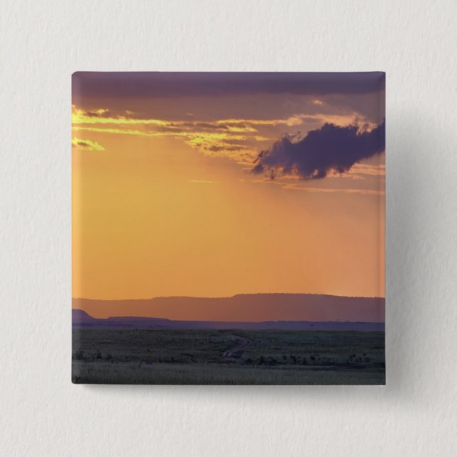 Panoramic view of single acacia tree at 15 cm square badge (Front)