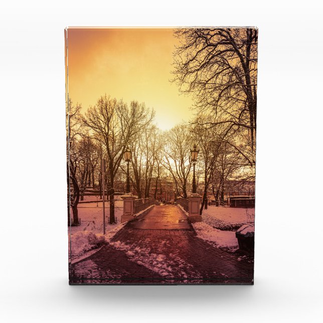 Panoramic view of snowy park during sunset in Riga Photo Block (Front)