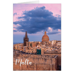 Panoramic view of sunset over Valletta