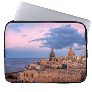 Panoramic view of sunset over Valletta Canvas Prin Laptop Sleeve