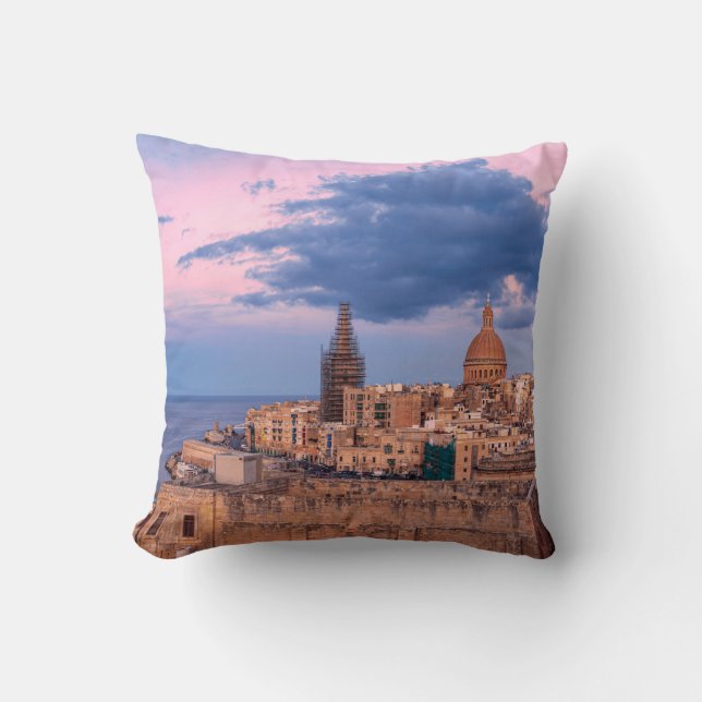Panoramic view of sunset over Valletta Cushion (Front)