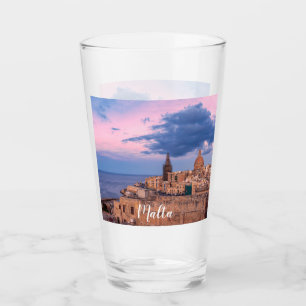 Panoramic view of sunset over Valletta Glass