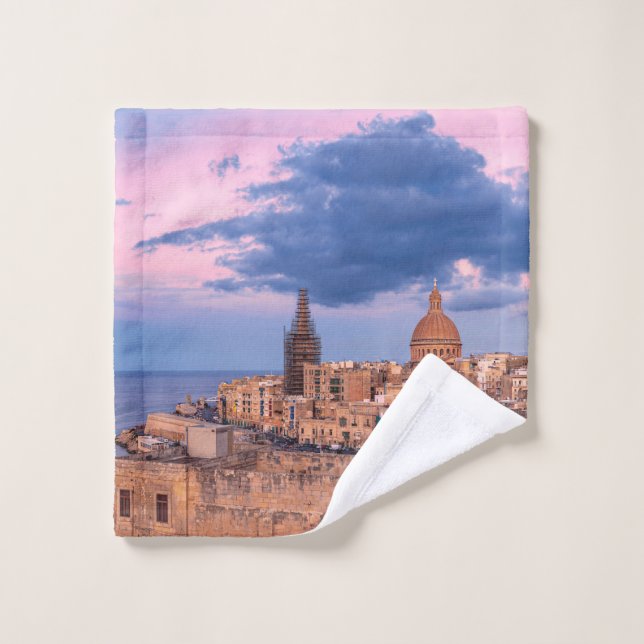 Panoramic view of sunset over Valletta Wash Cloth (Wash Cloth)