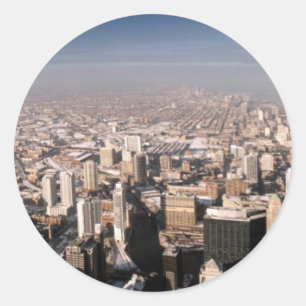 Panoramic view of the city classic round sticker