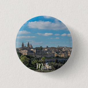 Panoramic view of Valletta old town in Malta 3 Cm Round Badge