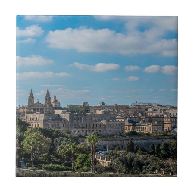 Panoramic view of Valletta old town in Malta Ceramic Tile (Front)