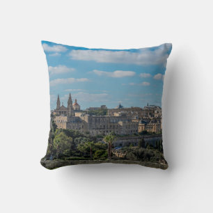 Panoramic view of Valletta old town in Malta Cushion