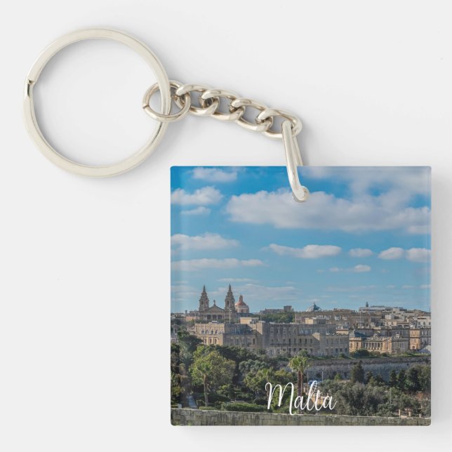 Panoramic view of Valletta old town in Malta Key Ring (Front)