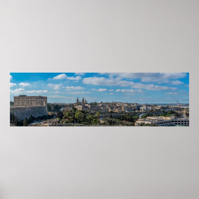 Panoramic view of Valletta old town in Malta Poster (Front)