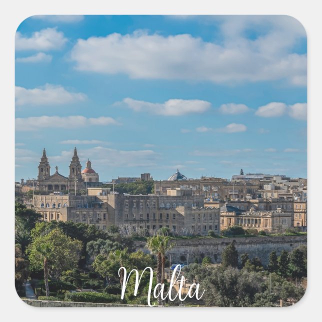Panoramic view of Valletta old town in Malta Square Sticker (Front)