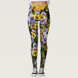pansea and sunflower floral art leggings