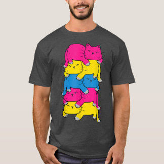 Panseual Cute Cat Pile LGBT Pride Month  T-Shirt