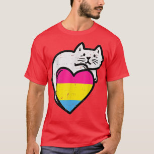 Panseual Heart Cat Pocket Pan Pride Flag LGBTQ Men T-Shirt