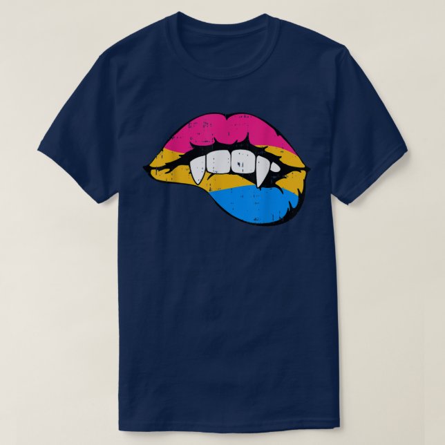 Panseual Pan Vampire Lips Fangs Costume Easy Hallo T-Shirt (Design Front)