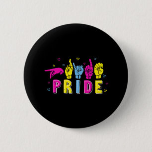 Pansexual ASL Pride Pan Rainbow Sign Language Deaf 6 Cm Round Badge