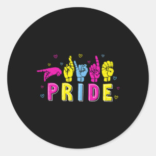 Pansexual ASL Pride Pan Rainbow Sign Language Deaf Classic Round Sticker