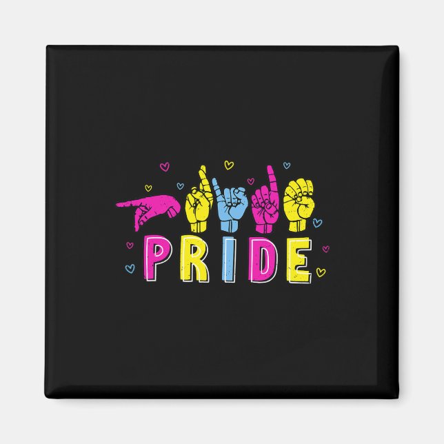 Pansexual ASL Pride Pan Rainbow Sign Language Deaf Magnet (Front)
