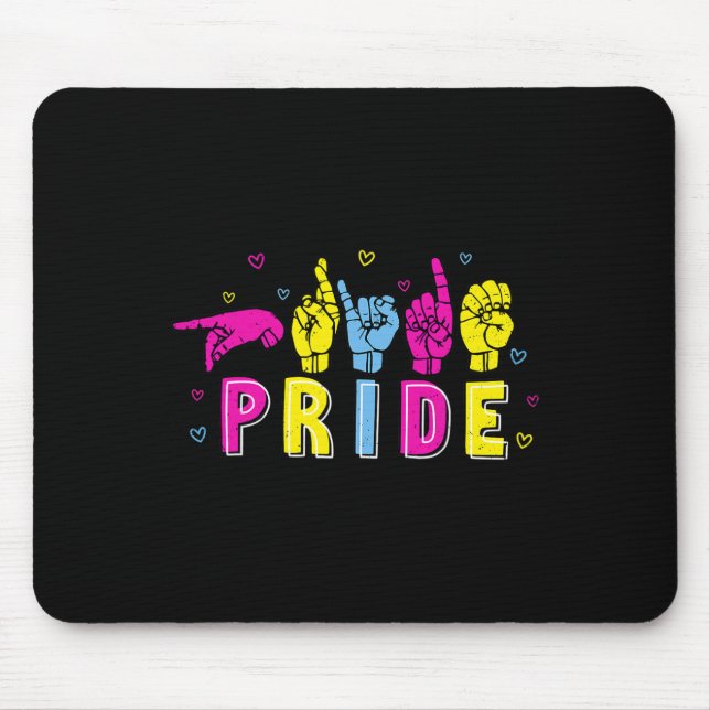 Pansexual ASL Pride Pan Rainbow Sign Language Deaf Mouse Pad (Front)