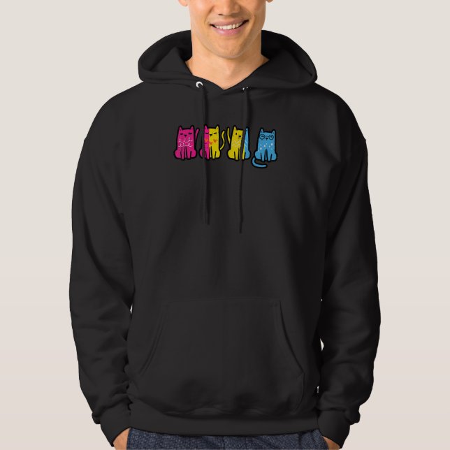 Pansexual Cats Pan Pride Flag Lgbtq Kittens Women  Hoodie (Front)